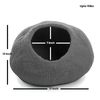 Petarta Wool Cat Cave – Premium Handmade Merino Wool Felt Bed for Indoor Cats & Kittens, Grey