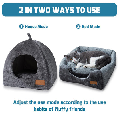 Petarta Cat Cave Bed – Enclosed Igloo Tent Bed for Cats & Small Dogs with Removable Washable Cushion