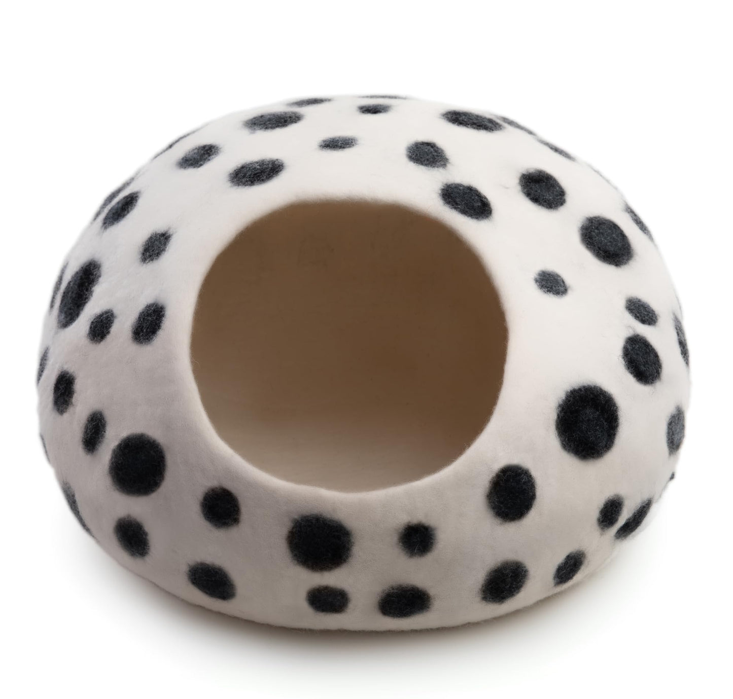 Petarta Wool Cat Cave – Premium Handmade Merino Wool Felt Bed for Indoor Cats & Kittens, Snow Leopard