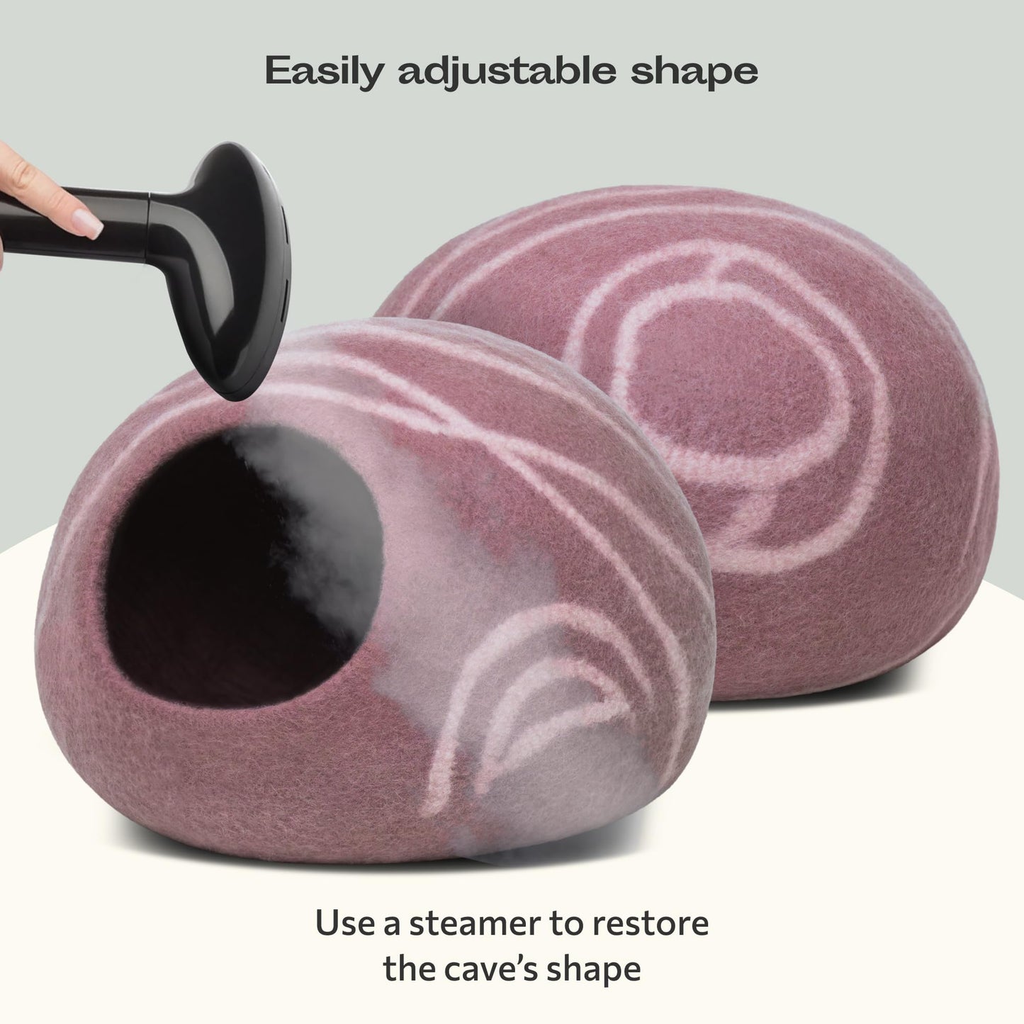 Petarta Cat Cave – Premium Handmade Merino Wool Felt Bed for Indoor Cats, Gold Rose (Medium)