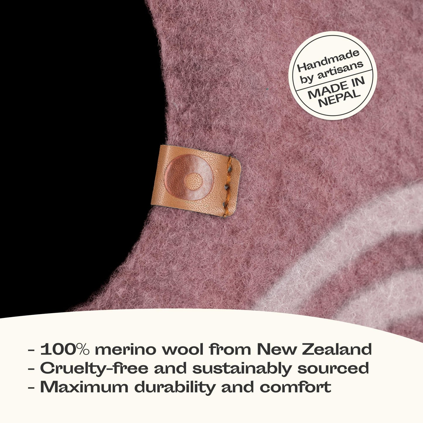 Petarta Cat Cave – Premium Handmade Merino Wool Felt Bed for Indoor Cats, Gold Rose (Medium)