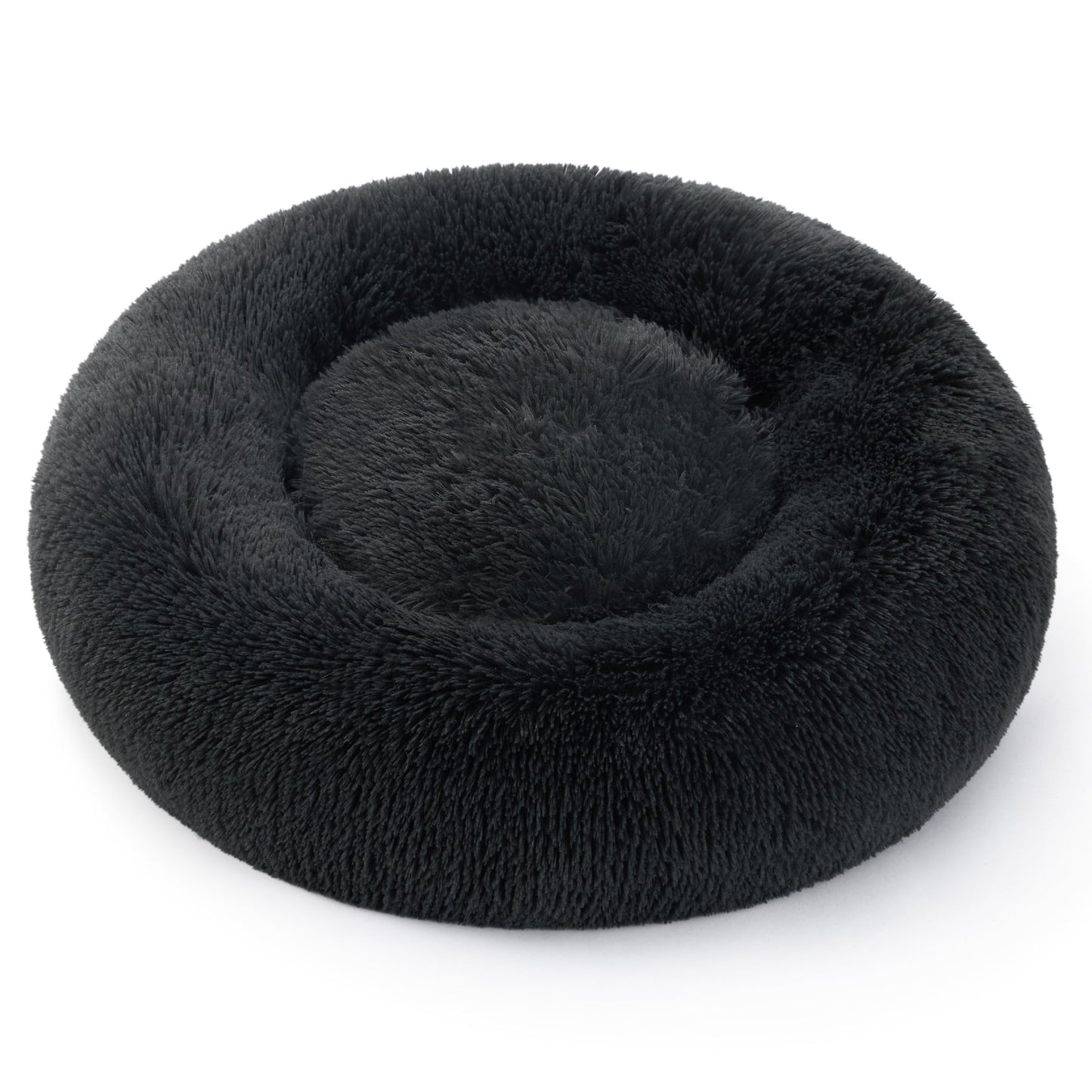 Petarta Round Cat Bed – Fluffy Calming Washable Bed for Indoor Cats & Small Dogs, Dark Grey (50cm)