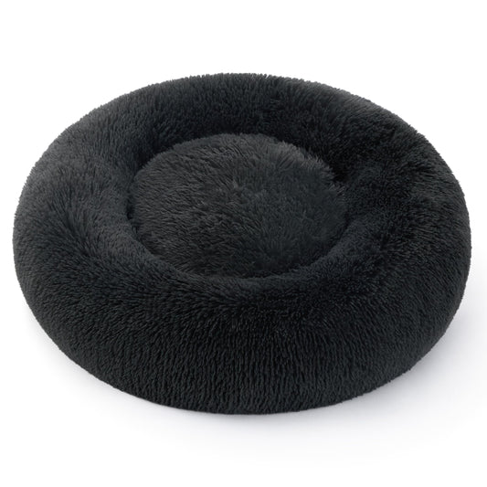 Petarta Round Cat Bed – Fluffy Calming Washable Bed for Indoor Cats & Small Dogs, Dark Grey (50cm)