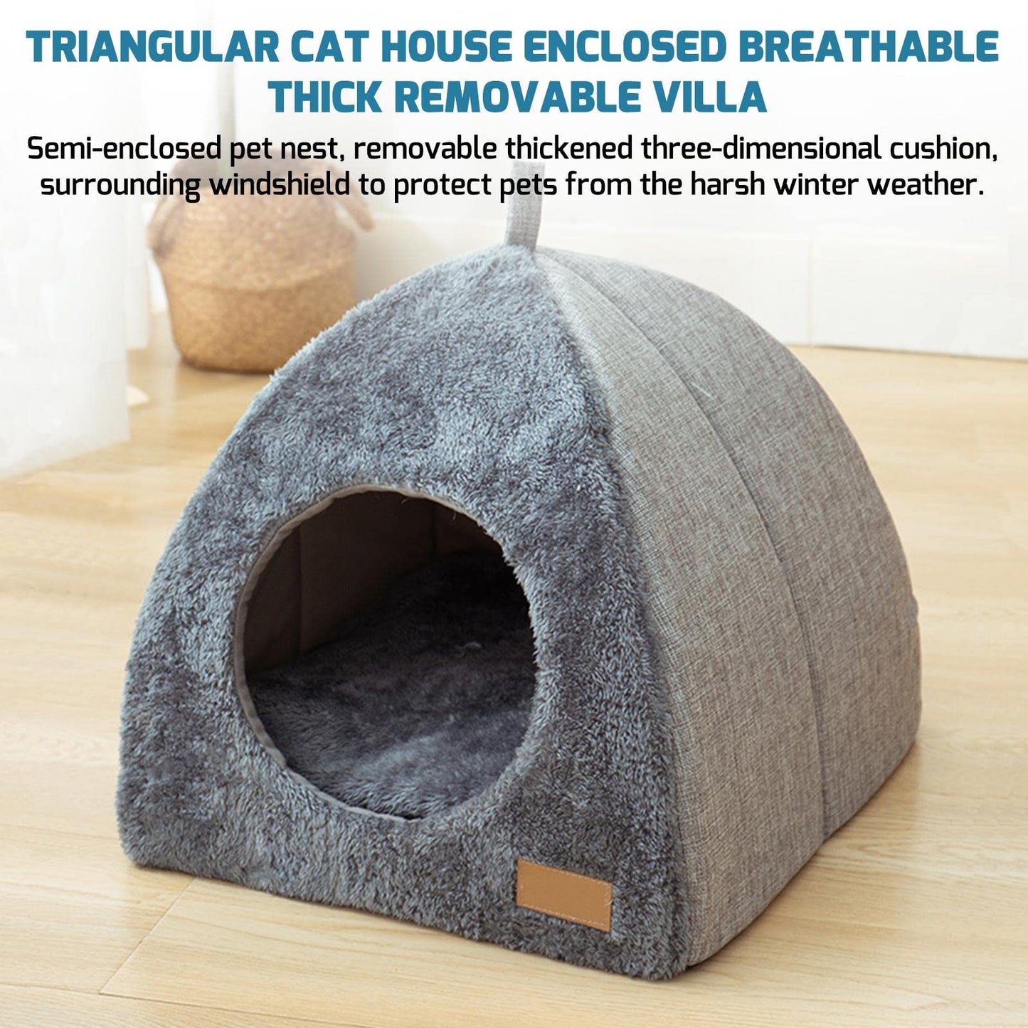 Petarta Cat Cave Bed – Enclosed Igloo Tent Bed for Cats & Small Dogs with Removable Washable Cushion